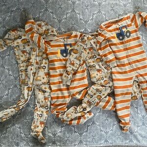 Kids Headquarters Orange and Cream Construction Footies
